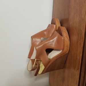 Michael Kors Brown Leather Wedge Sandal